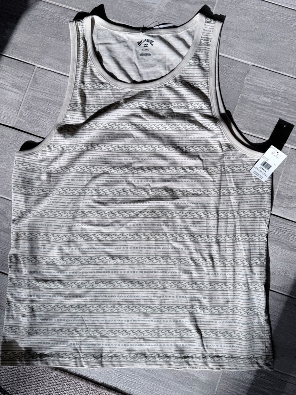 Billabong Cream & Light Gray Wave-Print Tank Top